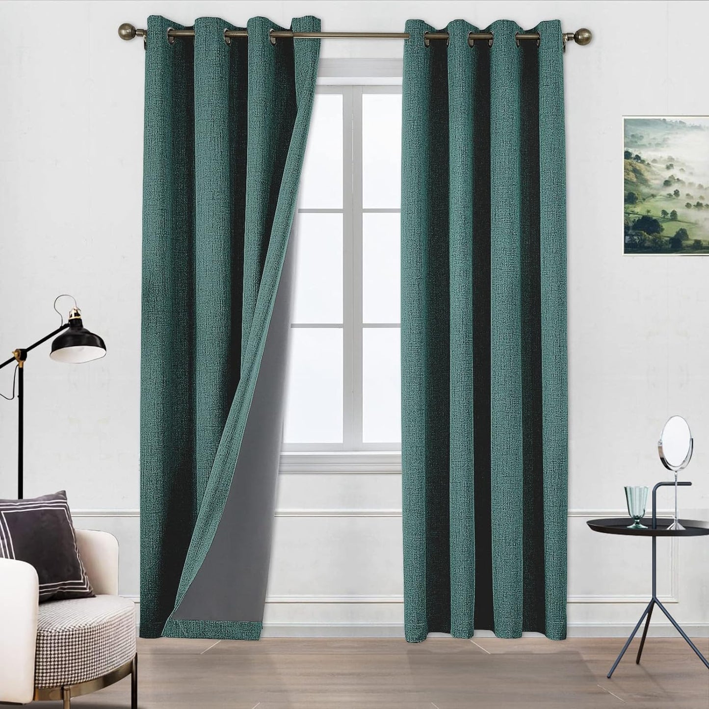 CUCRAF 100% Blackout Window Curtains for Bedroom Noise Reducing,Thermal Insulated Room Darkening Grommet Drapes for Living Room,2 Panels Sets(52 X 95 Inches, Light Khaki)  CUCRAF Hunter Green 52 X 95 Inches 