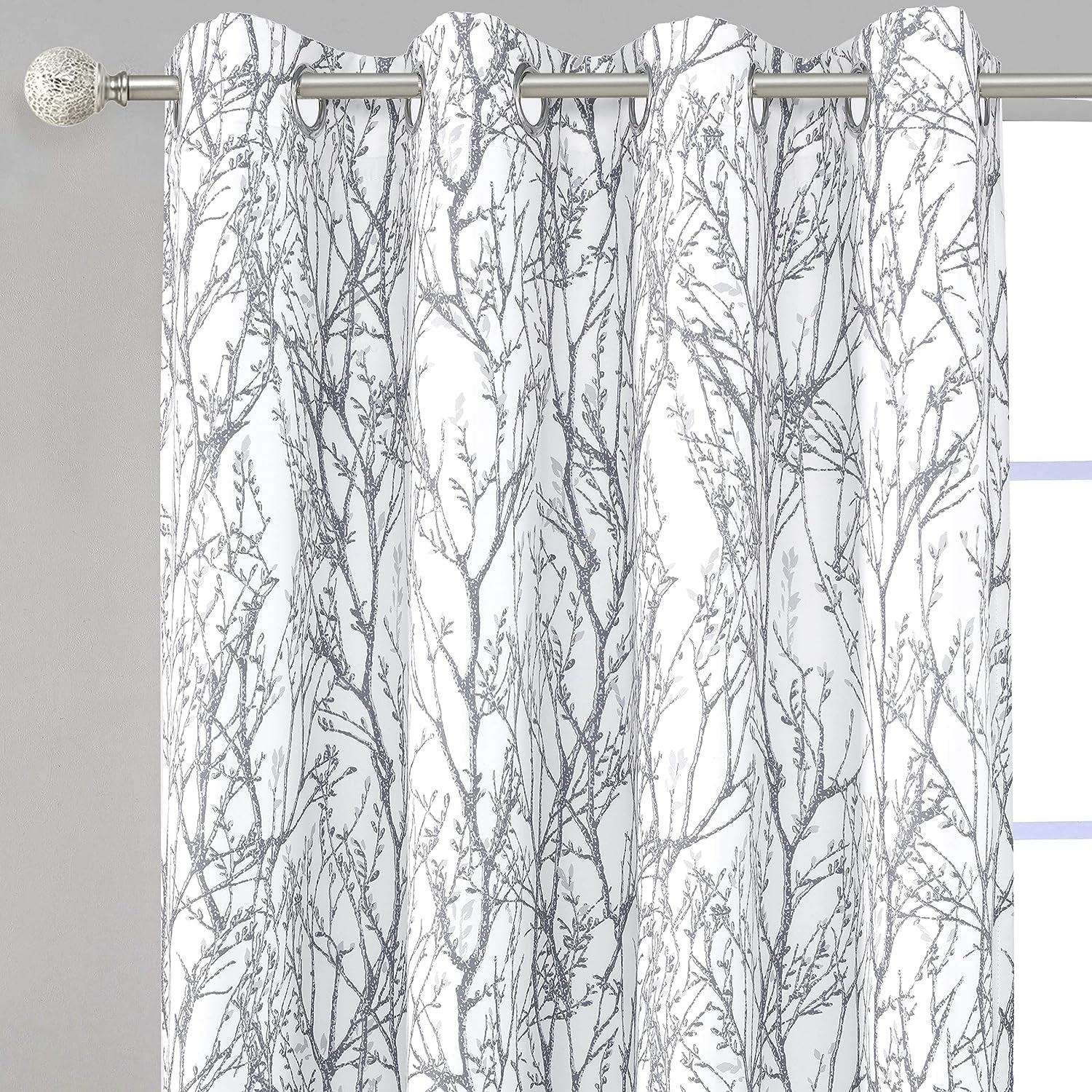 Driftaway Gray White Tree Branch Blackout Curtains for Bedroom Curtains 84 Inch Length 2 Panels Set Grey Branch Lined Window Treatment Thermal Grommet Top Curtain for Living Room Winter Warm Curtain  DriftAway   