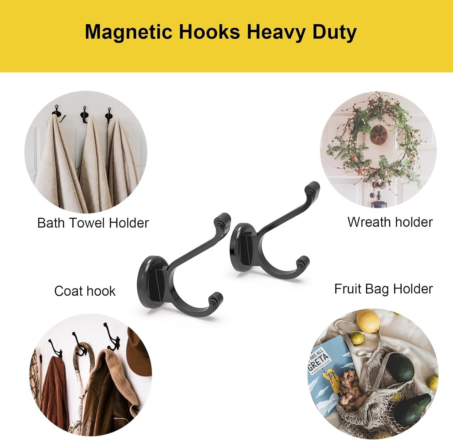 Ant Mag Magnetic Hooks Heavy Duty 140Lbs Neodymium Magnet Wall Hooks for Hanging Coats Robes Backpacks Bags Hats Keys Mugs Cups Towels