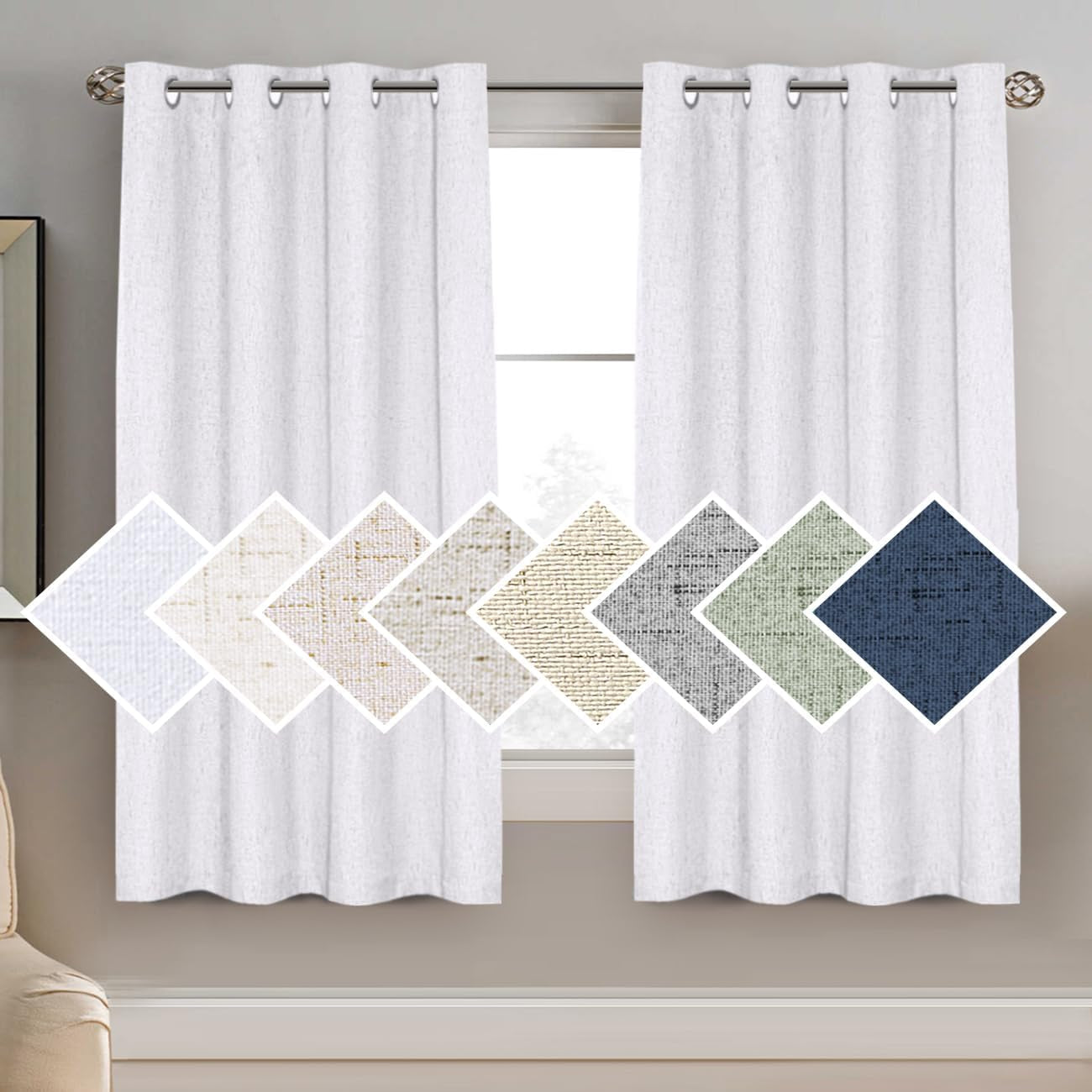 H.VERSAILTEX 100% Blackout Curtains for Bedroom Thermal Insulated Linen Textured Curtains Heat and Full Light Blocking Drapes Living Room Curtains 2 Panel Sets, 52X84 - Inch, Natural  H.VERSAILTEX Pure White 1 Panel - 52"W X 63"L 