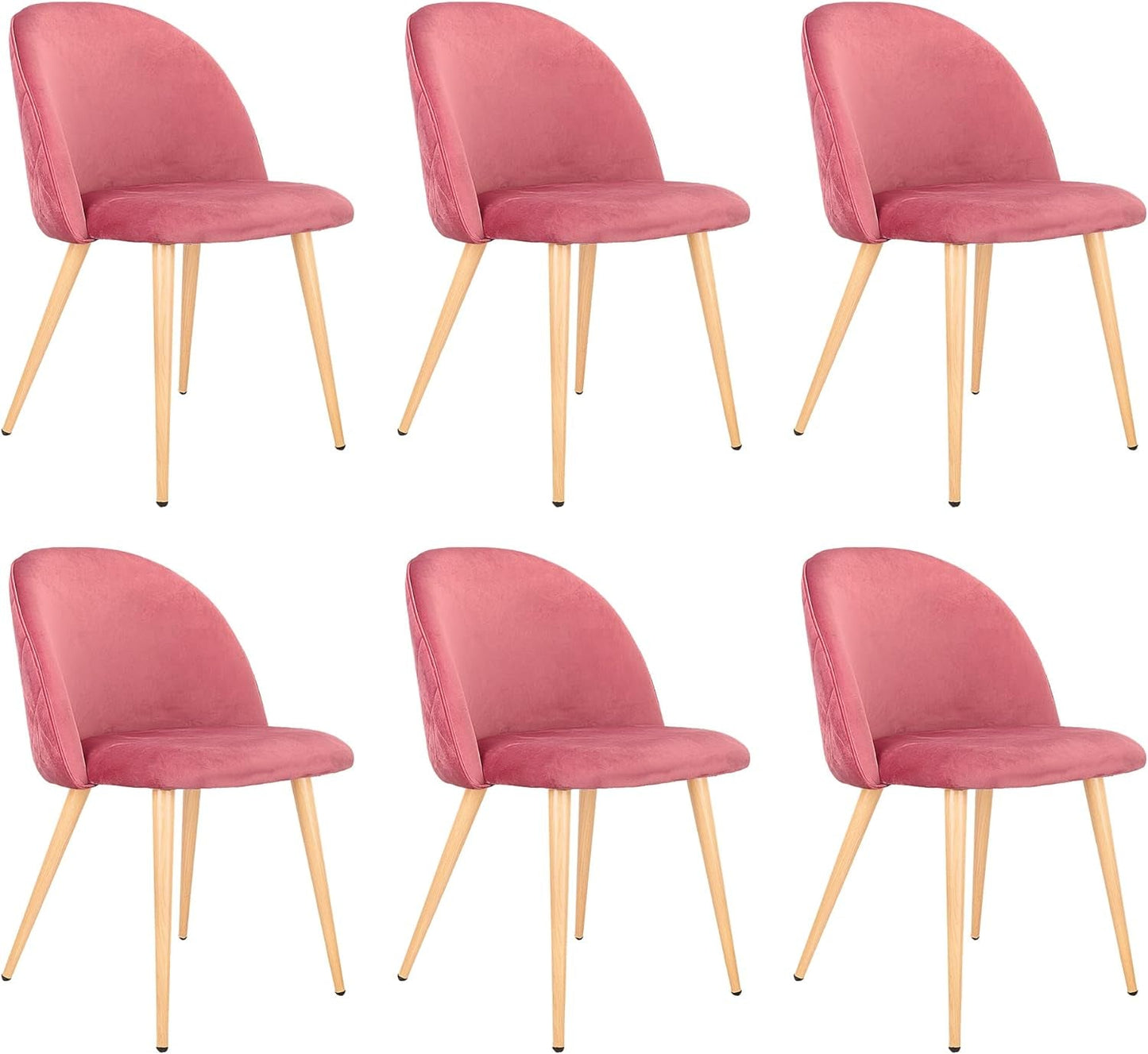 Dining Chairs Set of 2, Velvet Dining Room Chairs Modern Kitchen Chairs with Backrest Wooden Style Metal Legs for Dining Room Living Room Restaurant Cafe Kitchen Pink