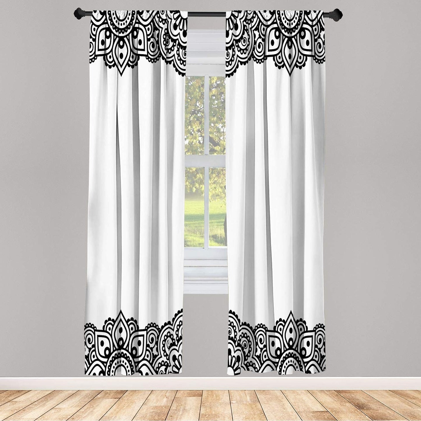 Ambesonne Beige Window Curtains, Floral Ornamental Pattern with Wedding Bouquet Blossoming Nature Botanical Print, Lightweight Decor 2-Panel Set with Rod Pocket, Pair of - 28" X 84", Beige Dust  Ambesonne White Black Pair Of - 28" X 84" 