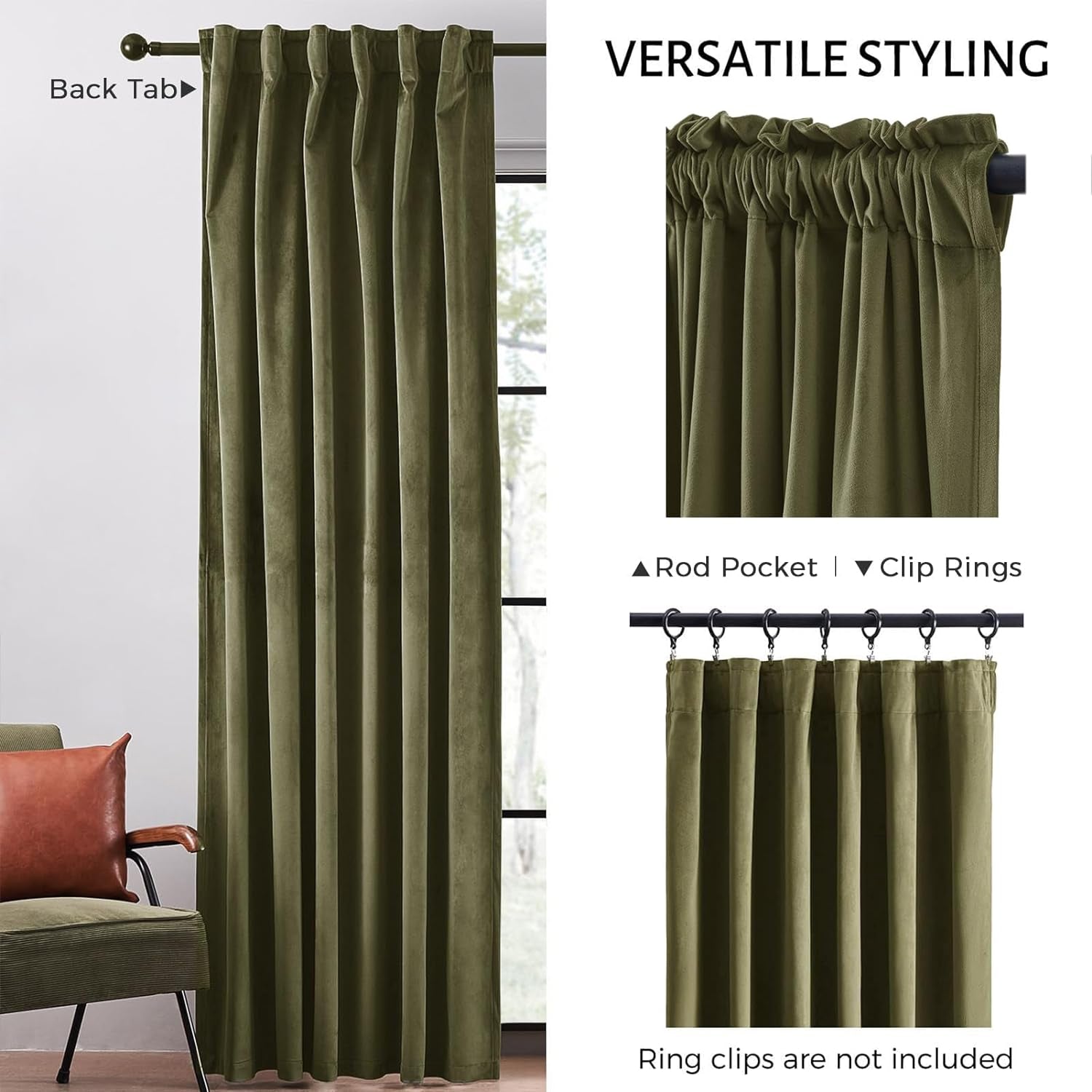 Topfinel Olive Green Velvet Curtains 84 Inches Long for Living Room,Blackout Thermal Insulated Curtains for Bedroom,Back Tab Modern Window Treatment for Living Room,52X84 Inch Length,Olive Green  Top Fine   
