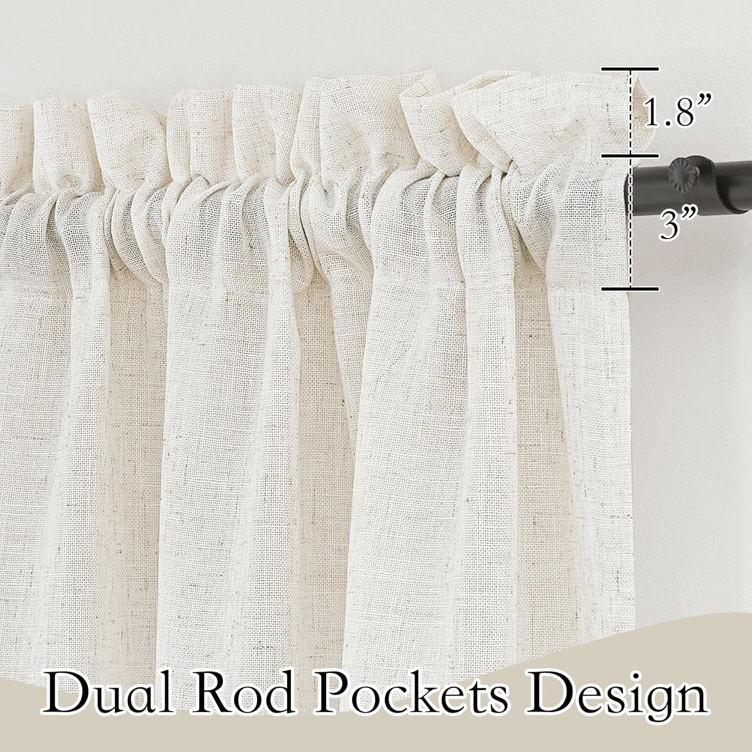 RYB HOME Linen Sheer Curtains 84 Inches Long, Semi Sheer Curtains for Living Room Bedroom Privacy Soften Sunlight Drapes for Farmhouse Cafe, W 52 X L 84, Linen, 2 Panels  RYB HOME   