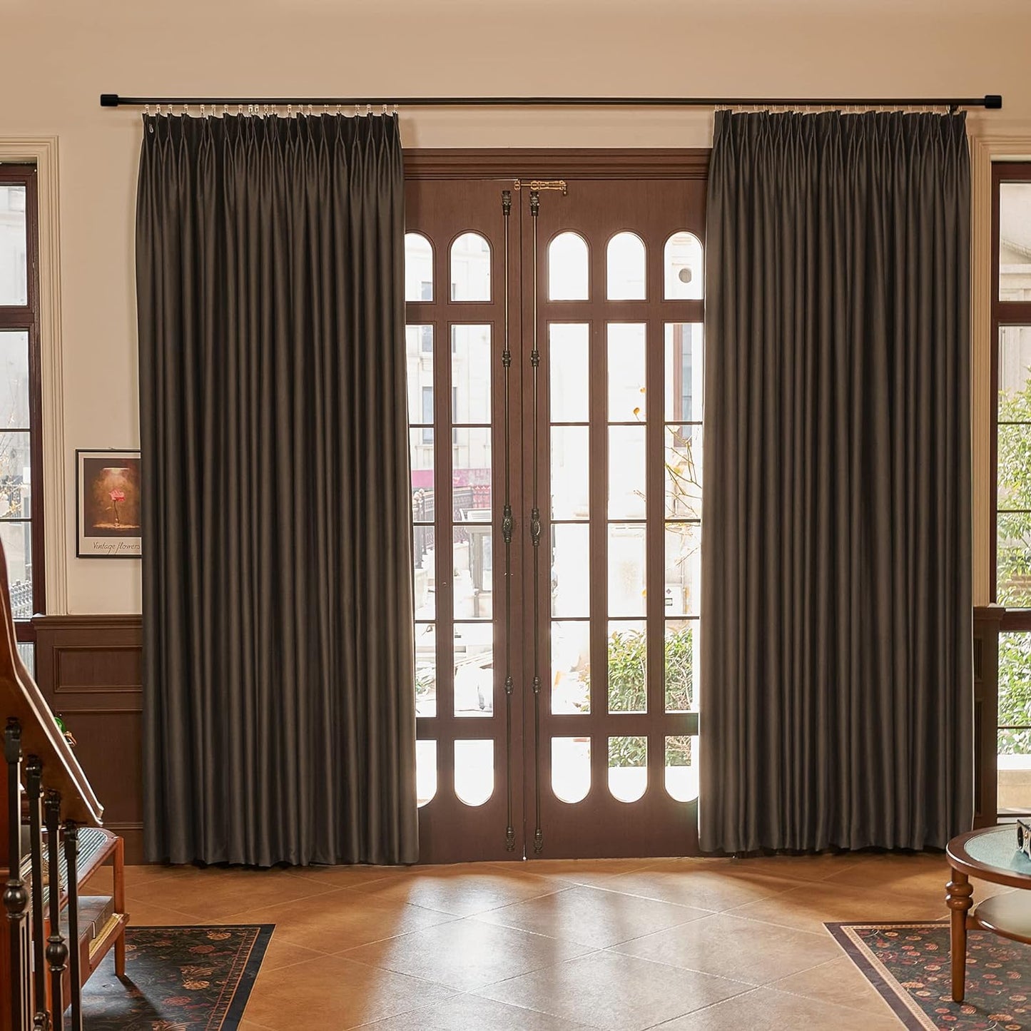 HUTO Beige Pinch Pleated Curtains Thermal Insulated Room Darkening Window Treatment Panel for Living Room, Bedroom, Kitchen, Small Window, 52 by 63 Inches Long, 1 Panel  HUTO Brown 72"W X 96"L 