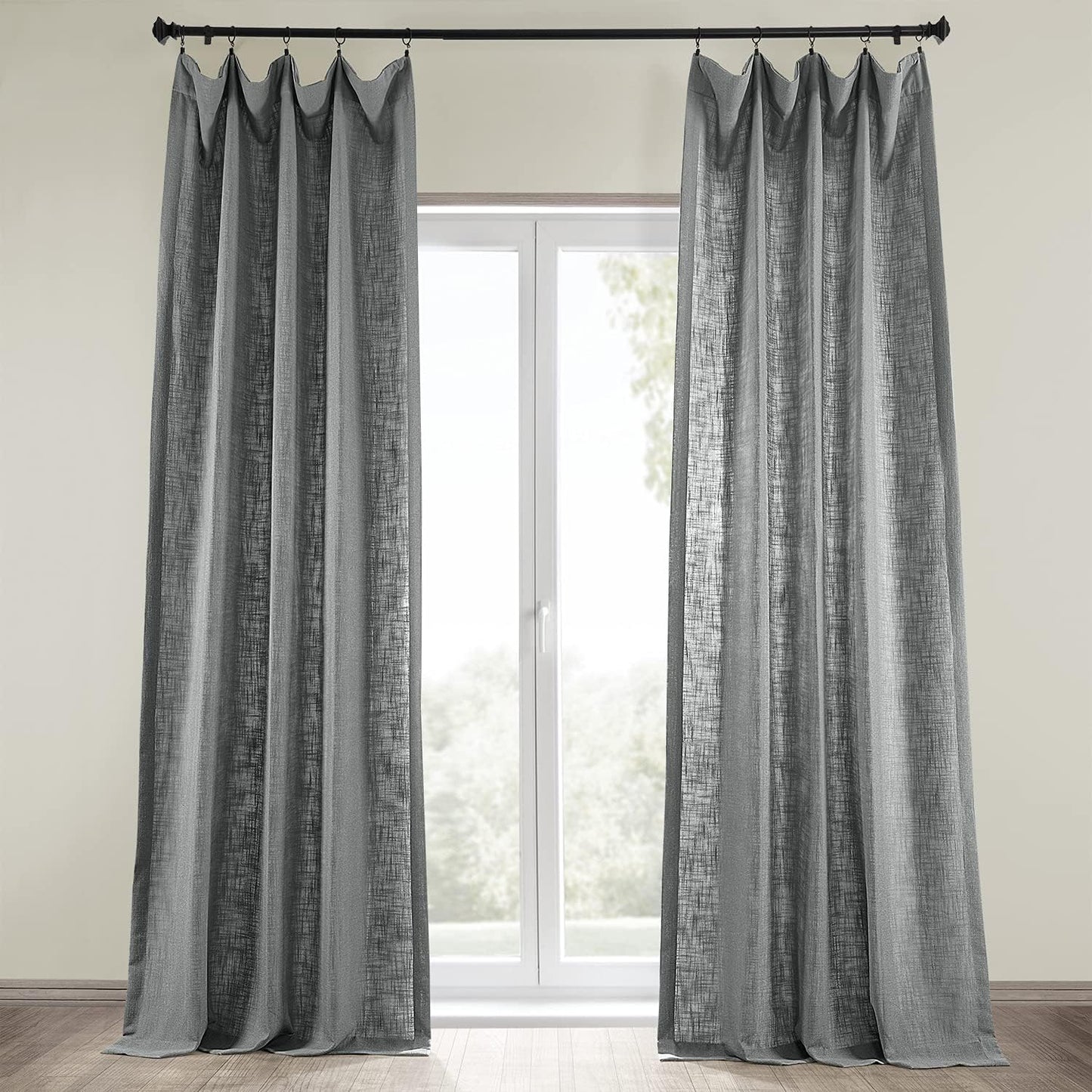 HPD Half Price Drapes Semi Sheer Faux Linen Curtains for Bedroom 96 Inches Long Light Filtering Living Room Window Curtain (1 Panel), 50W X 96L, Rice White  EFF Pewter Grey 50W X 108L 