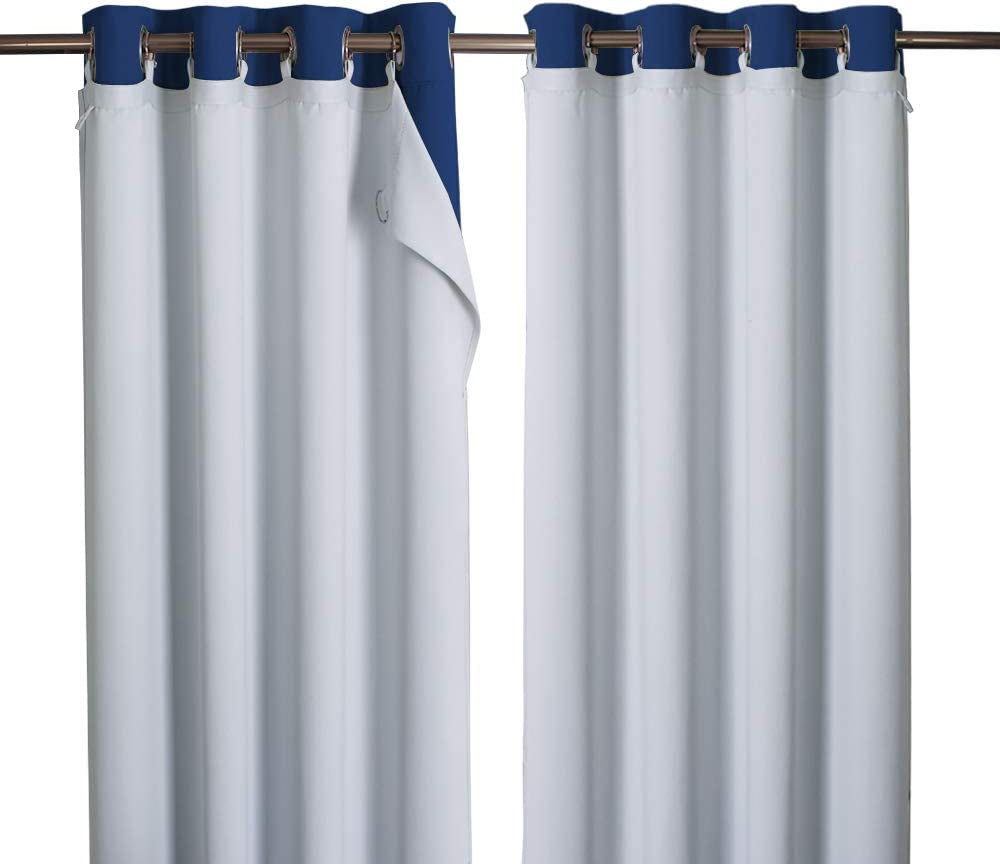 NICETOWN Thermal Insulated Blackout Liner - Blackout Curtain Liner for 63 Inches Drapes, Light Blocking Curtain Liners, Block Out Curtain Liners, Hooks Included, 2 Panels, 45W by 58L Inches  NICETOWN Platinum White 2 X W50" X L59" 