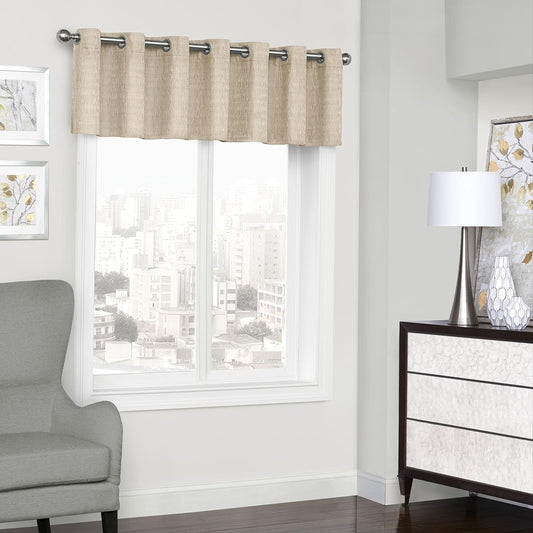 Eclipse Trevi Short Valance Small Window Curtains Bathroom, Living Room and Kitchens, 52" X 18", Natural