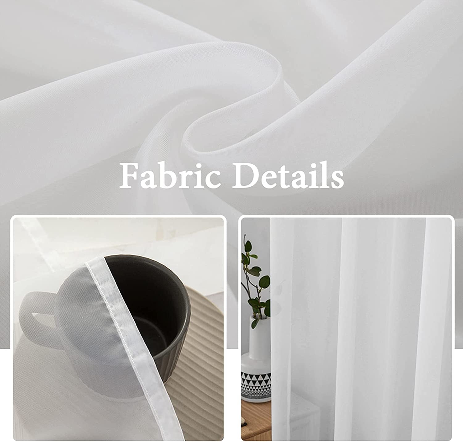 MIULEE White Sheer Curtains 96 Inches Long Window Curtains 2 Panels Solid Color Elegant Window Voile Panels/Drapes/Treatment for Bedroom Living Room (54 X 96 Inches White)  MIULEE   