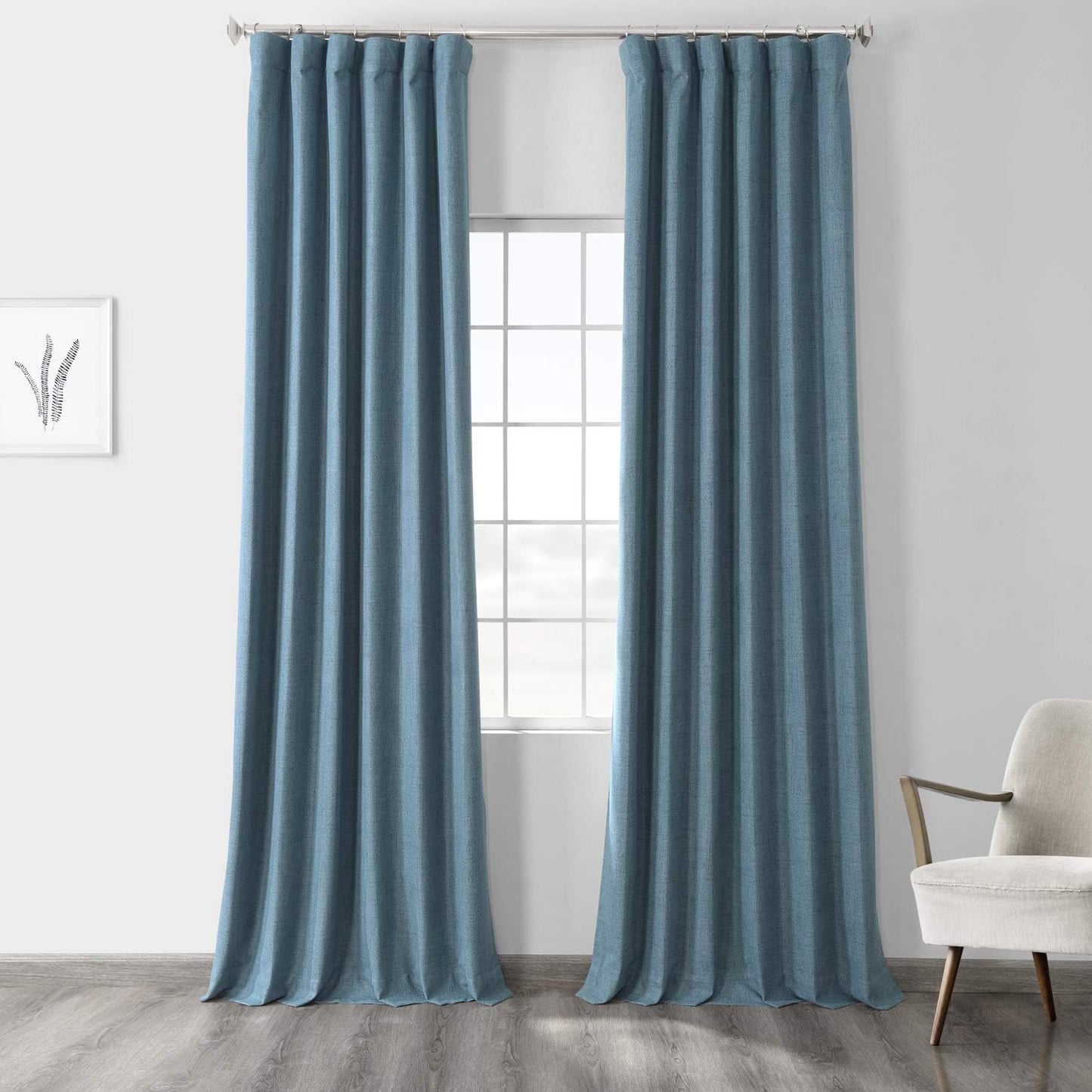 HPD Half Price Drapes Vintage Blackout Curtains for Bedroom - 96 Inches Long Thermal Cross Linen Weave Full Light Blocking 1 Panel Blackout Curtain, (50W X 96L), Millennial Grey  Exclusive Fabrics & Furnishings Ovation Blue 50W X 108L 