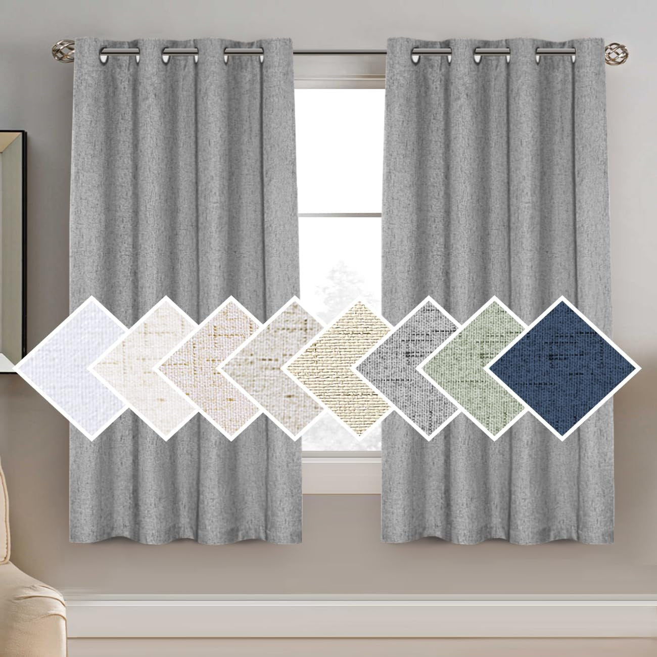 H.VERSAILTEX 100% Blackout Curtains for Bedroom Thermal Insulated Linen Textured Curtains Heat and Full Light Blocking Drapes Living Room Curtains 2 Panel Sets, 52X84 - Inch, Natural  H.VERSAILTEX Dove 1 Panel - 52"W X 63"L 