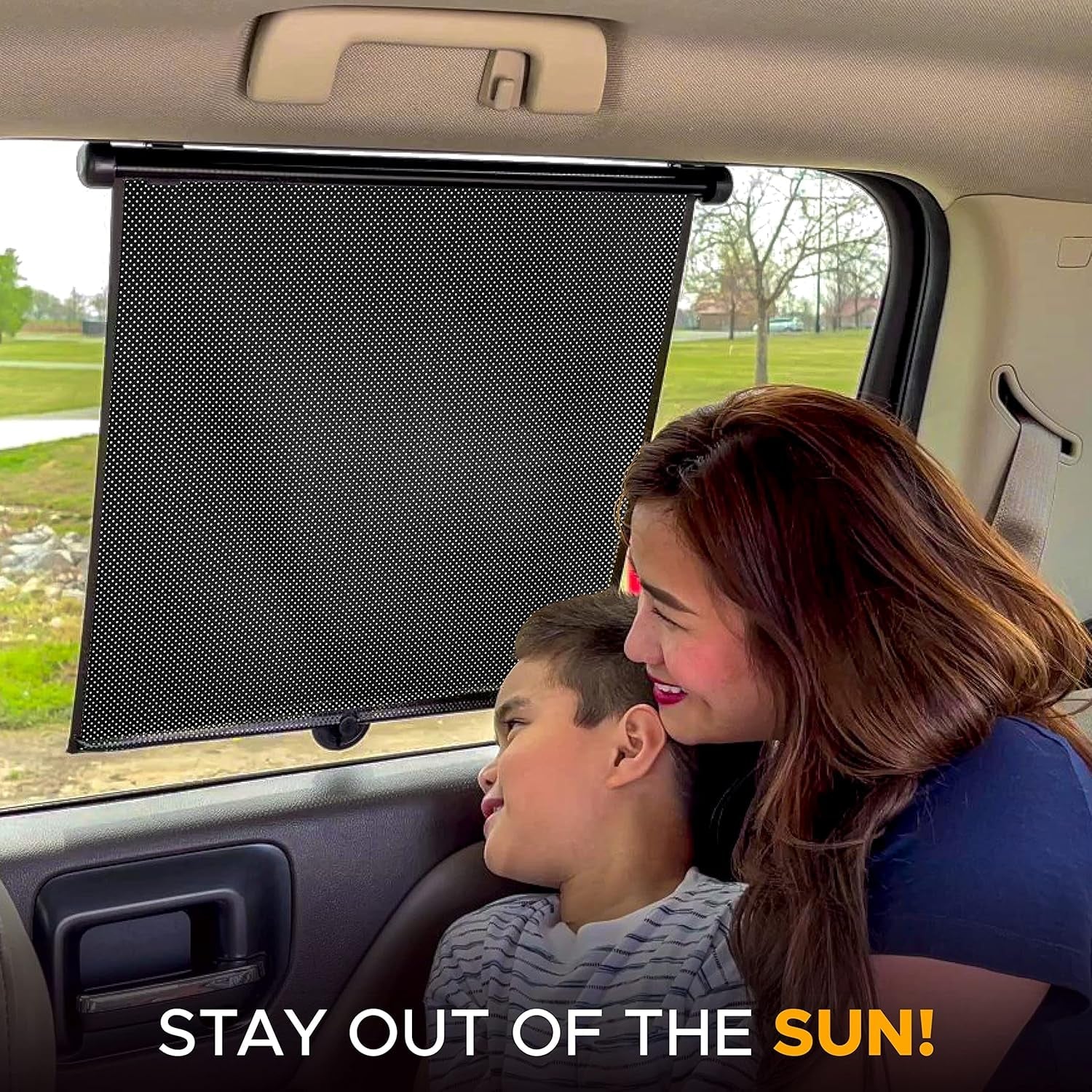 Econour Car Side Window Sun Shade (2 Pack) | Retractable Car Roller Sunshade for Kids | Baby Car Window Shades for UV and Sun Glare Protection | Baby Car Travel Accessories (15"X17")