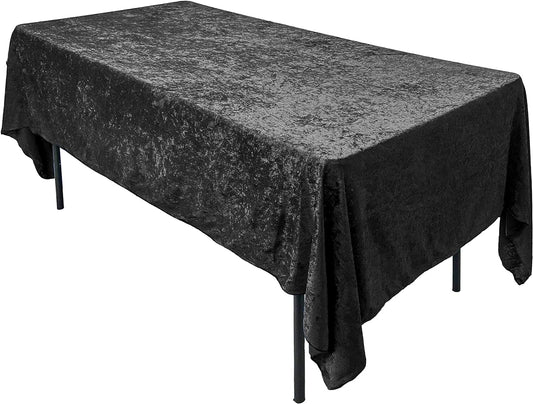 AK TRADING CO. Lush Panne Velvet Tablecloth - 60 X 102 Inch Rectangular Table, Black
