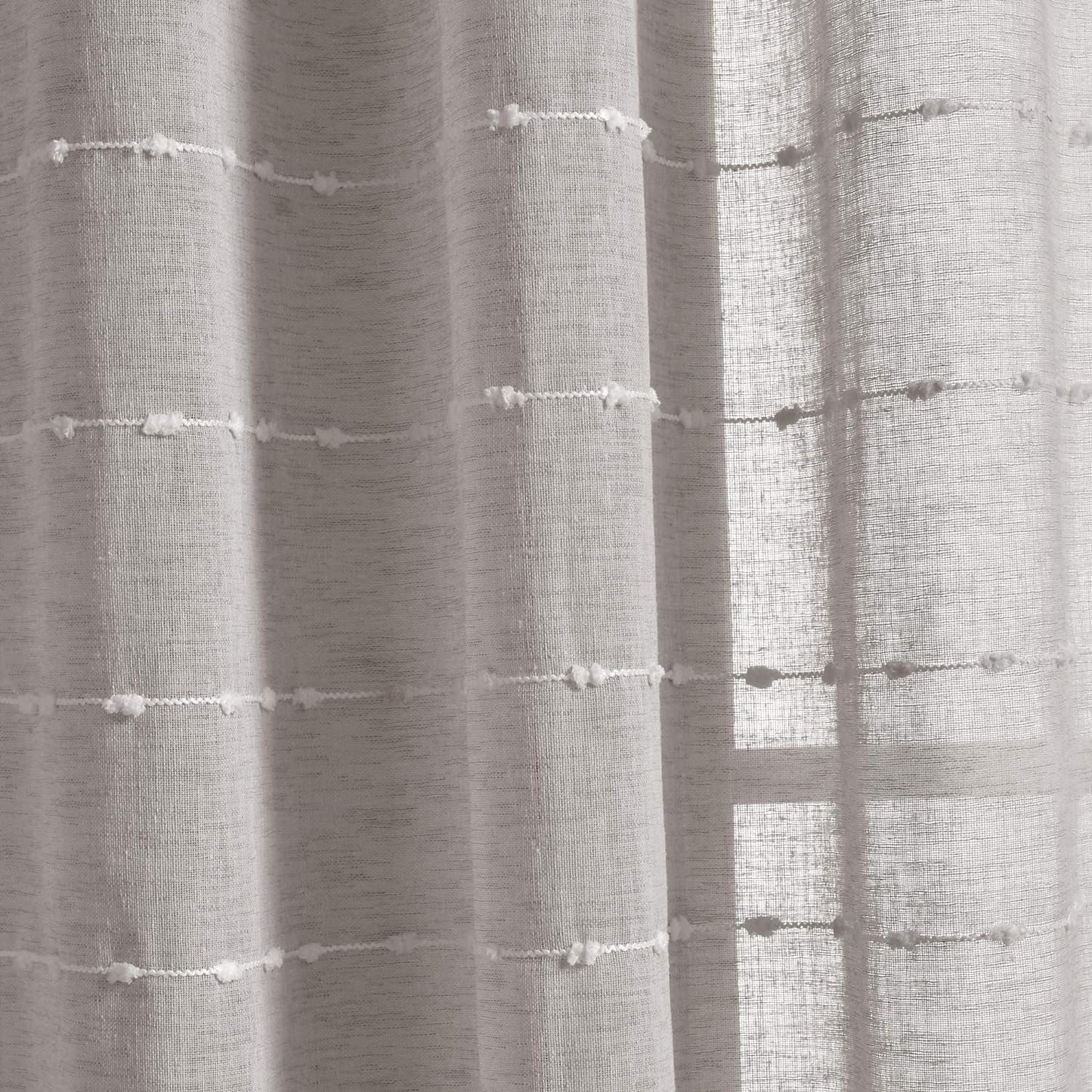 Lush Decor Farmhouse Textured Grommet Sheer Window Curtain Panel Pair, 38"W X 95"L, Gray  Triangle Home Fashions   