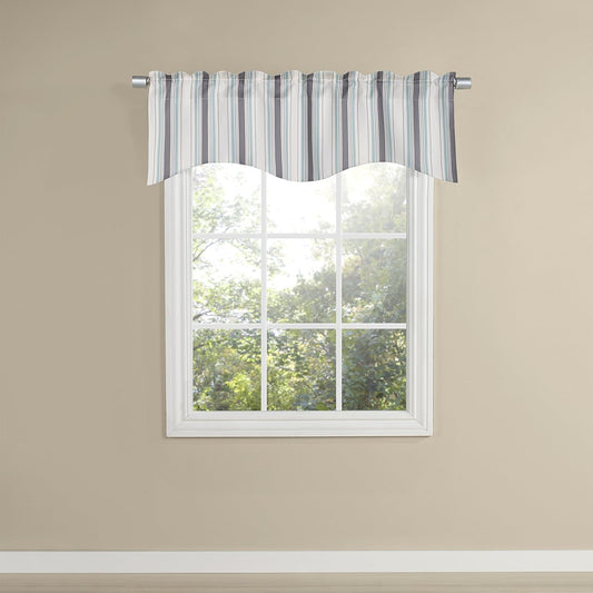 Walden Lined Scalloped, 48 in X 17 in | Valance, Silver Mist