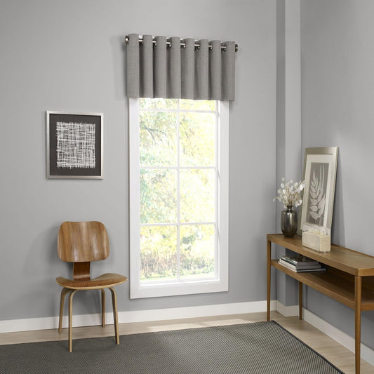 Eclipse Valances for Windows - Palisade 52" X 18" Short Curtain Valance Small Window Curtains Bathroom, Living Room and Kitchens, Grey