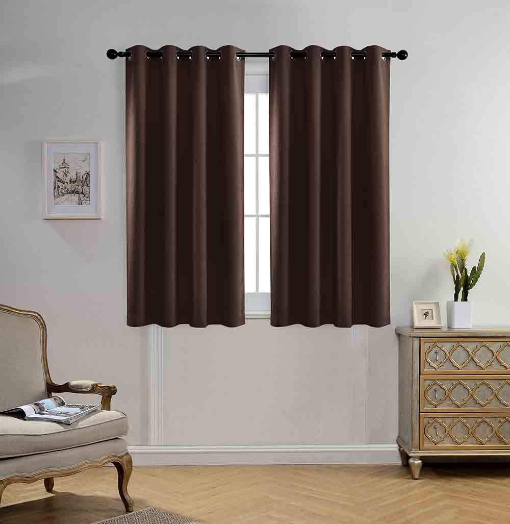 MIUCO Blackout Curtains Room Darkening Curtains Textured Grommet Curtains for Window Treatment 2 Panels 52X63 Inch Long Teal  MIUCO Chocolate 52X63 Inch 