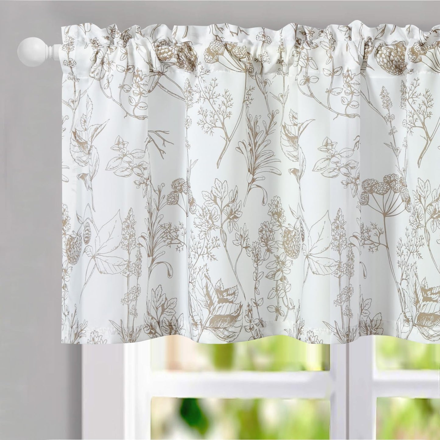 VOGOL Colorful Floral Print Tier Curtains, 2 Panels Smooth Textured Decorative Cafe Curtain, Rod Pocket Sheer Drapery for Farmhouse, W 30 X L 24  VOGOL Mn011 W52 X L18 