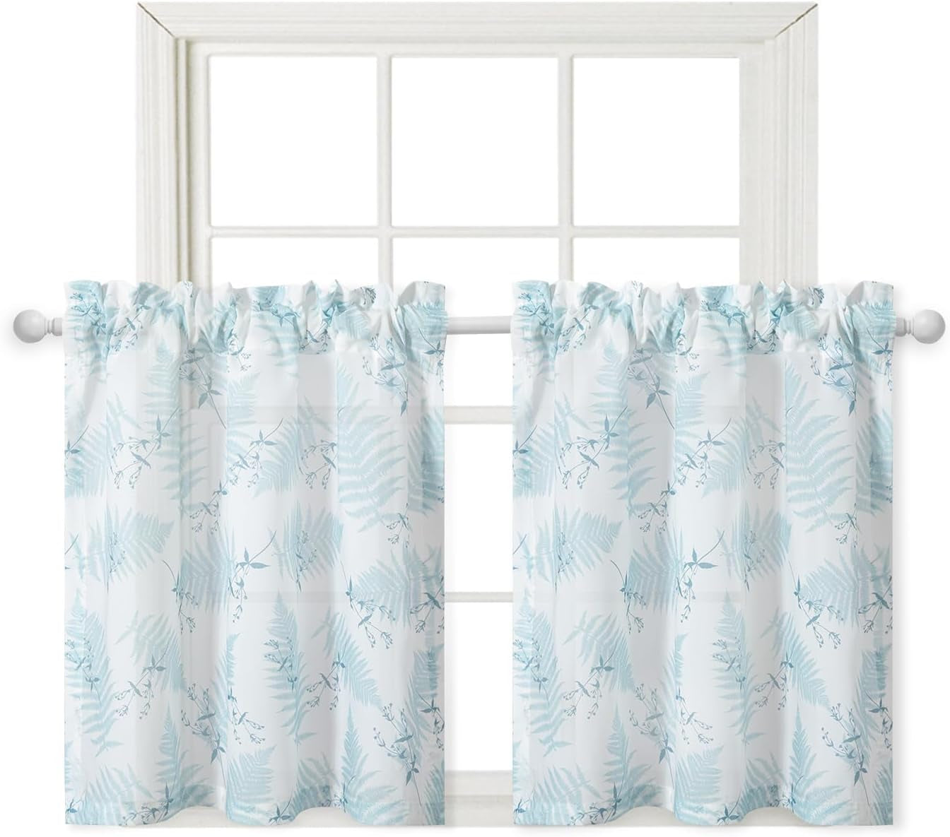 VOGOL Colorful Floral Print Tier Curtains, 2 Panels Smooth Textured Decorative Cafe Curtain, Rod Pocket Sheer Drapery for Farmhouse, W 30 X L 24  VOGOL Mn014 W30 X L24 