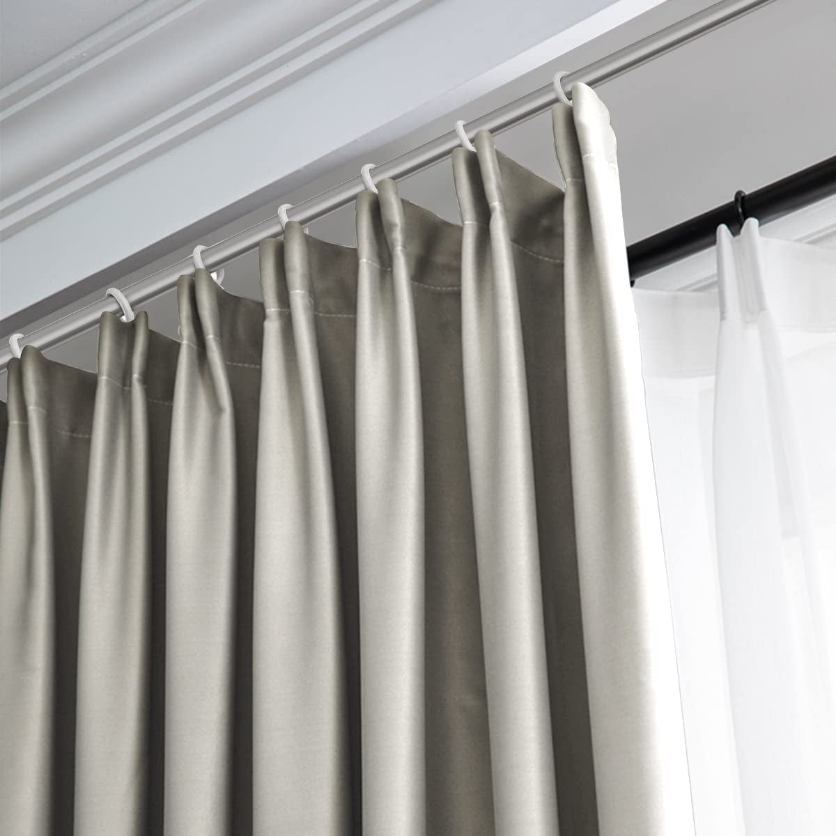 IYUEGO Pinch Pleat Solid Thermal Insulated 95% Blackout Patio Door Curtain Panel Drape for Traverse Rod and Track, Beige 84" W X 84" L (One Panel)  I Love Curtains   