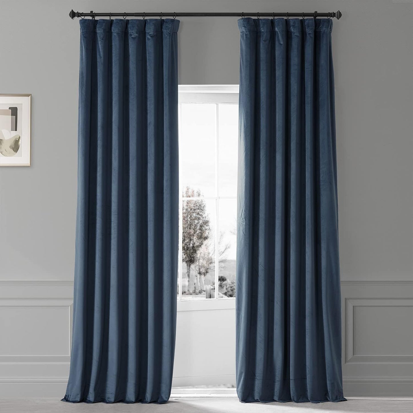 HPD HALF PRICE DRAPES Blackout Solid Thermal Insulated Window Curtain 50 X 96 Signature Plush Velvet Curtains for Bedroom & Living Room (1 Panel), VPYC-SBO198593-96, Diva Cream  Exclusive Fabrics & Furnishings Varsity Blue 50 X 108 