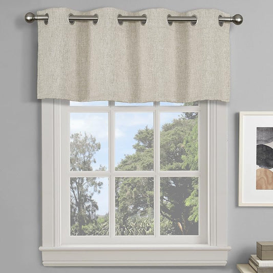 Burlap Blackout Valance Grommets Window Curtain Valance for Home Decor-52 Wx18 L Inches,1 Pack-Dark Beige