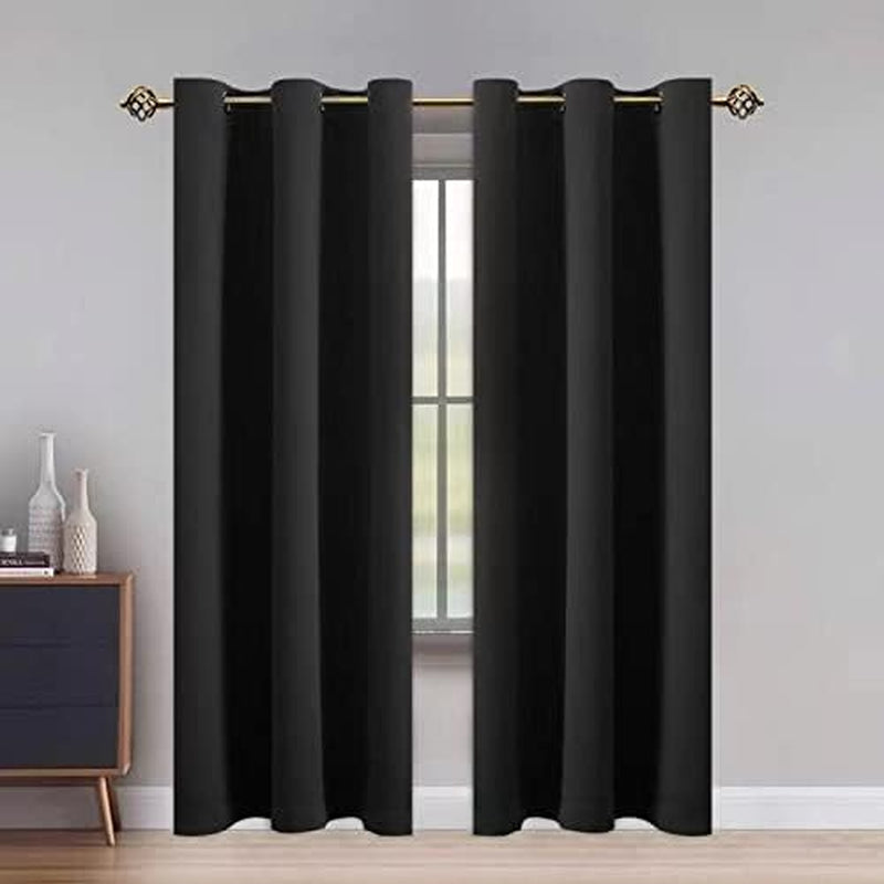 LUSHLEAF Blackout Curtains for Bedroom, Solid Thermal Insulated with Grommet Noise Reduction Window Drapes, Room Darkening Curtains for Living Room, 2 Panels, 52 X 63 Inch Grey  SHEEROOM Black 42 X 84 Inch 