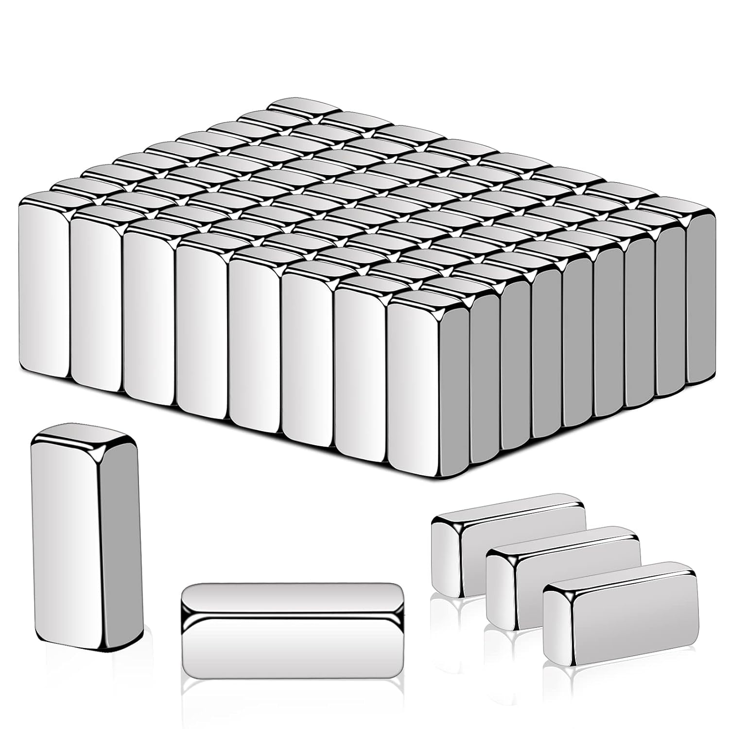 MIKEDE 30Pcs Strong Neodymium Magnets Bar, Heavy Duty Magnets, Rectangular Magnetic Bar, Small Powerful Rare Earth Magnets for Crafts, Refrigerator, Classroom, Kitchen, Office – 30X10X3Mm
