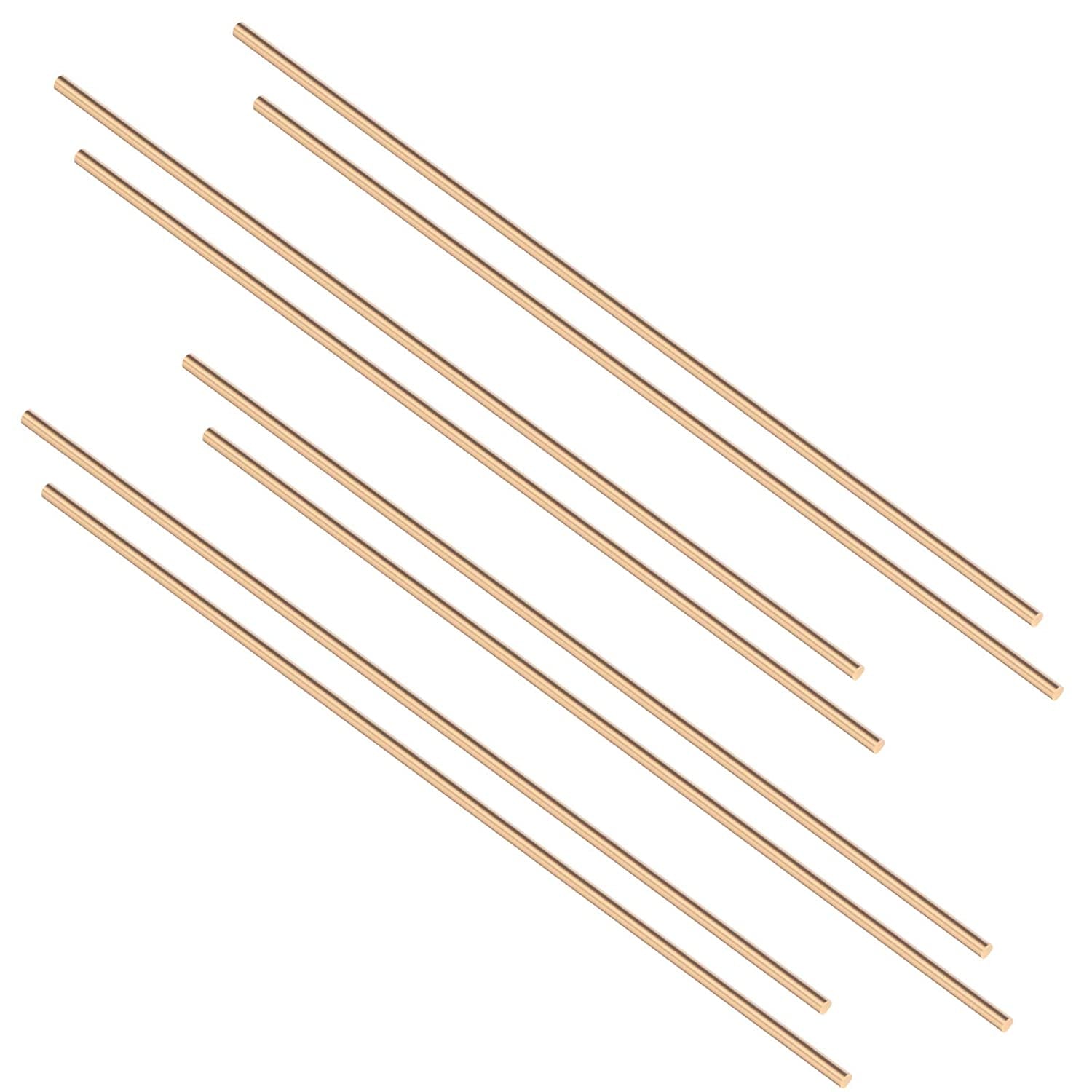 Eowpower 8Pcs Brass Solid round Rods Lathe Bar Stock Kit, 1/8 Inch in Diameter 14 Inches in Length