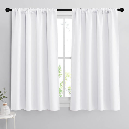RYB HOME Room Darkening Thermal Insulated Curtains 50% Light Block Curtains Windows Dressing Privacy Protect for Bathroom Kids Nursery, Wide 42 X Long 54 Inch, Pure White, 1 Pair  RYB HOME   
