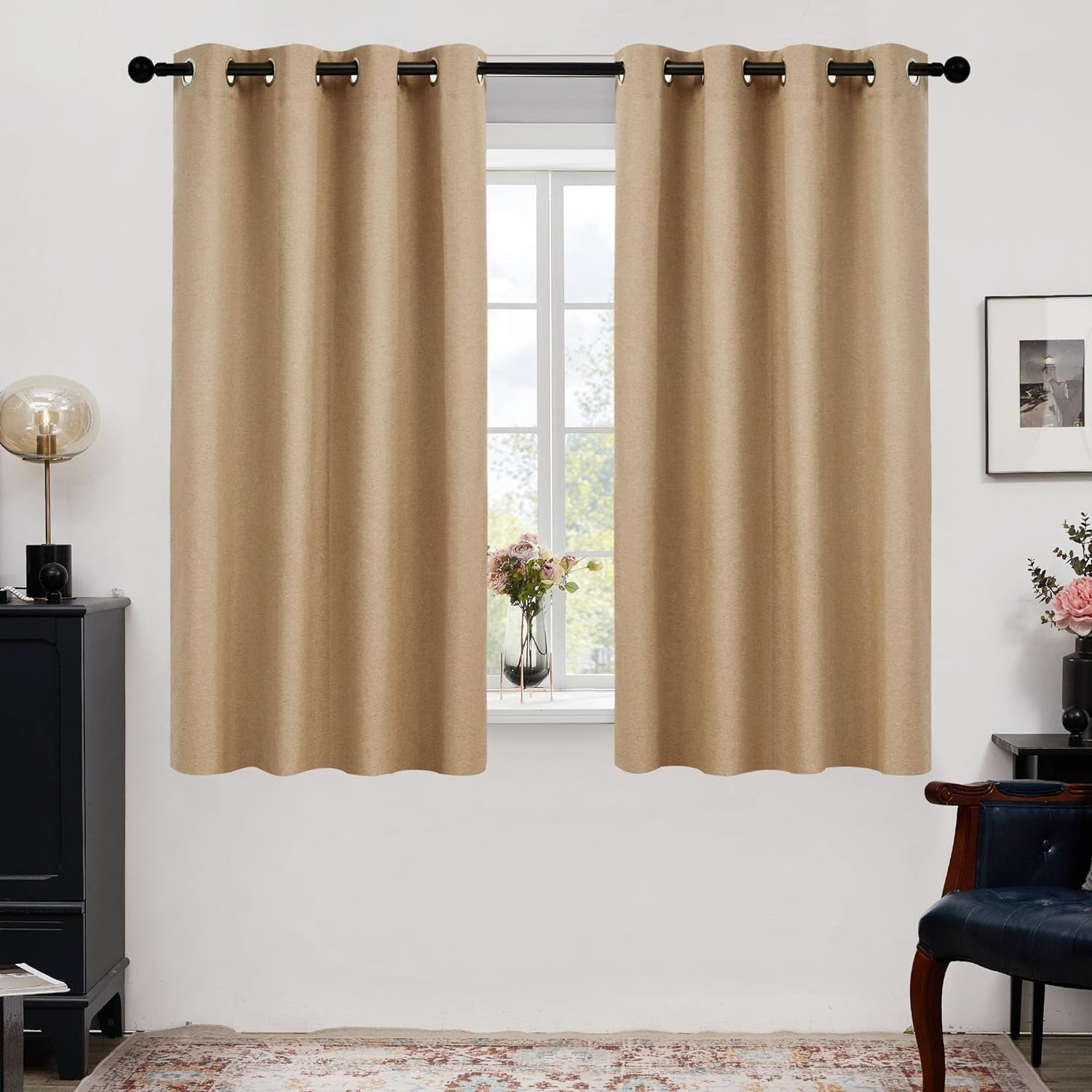 Deconovo 100% Blackout Curtains, Linen Noise Reducing Curtains for Bedroom, Thermal Insulated Living Room Curtain Drapes for Windows (Grey, 2 Panels, 52X72 Inch)  Deconovo   
