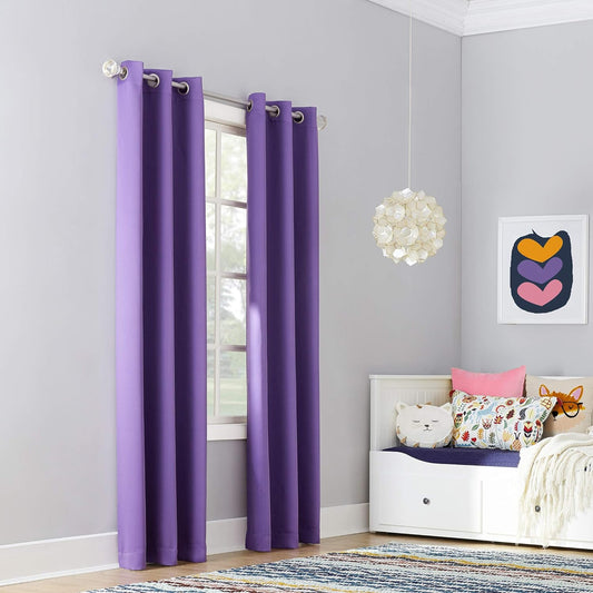 Sun Zero Riley Kids Bedroom Blackout Grommet Curtain Panel, 40" X 84", Purple  Sun Zero Purple 40" X 84" 