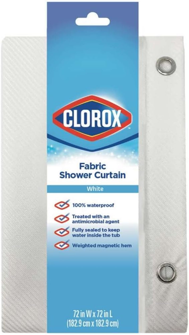 Clorox Treated Polyester Fabric Shower Curtain 70"X72" Tan Taupe with Weighted Magnetic Hem, Machine Washable