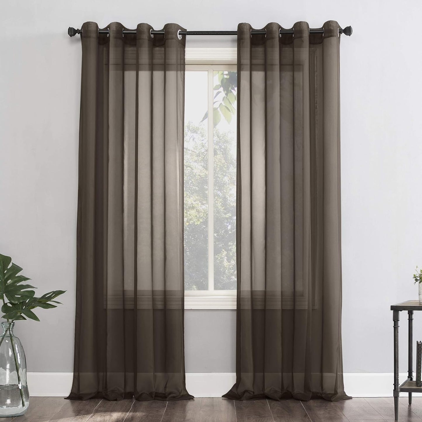 No. 918 Emily Sheer Voile Grommet Curtain Panel, 59" X 95", White  No. 918 Sable Curtain Panel 59" X 95"