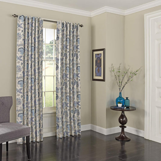 Eclipse Nina Rod Pocket Curtains for Bedroom, Single Panel, 52 in X 84 In, Blue  Keeco Inc Blue 52 In X 84 In 