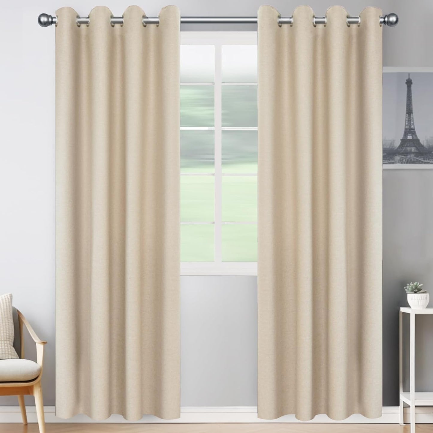 JIVINER Blackout Curtains 84 Inches Long Soundproof Thermal Insulated Curtains/Drapes/Panels for Kid'S Room (Baby Pink, W42 X L84,2 Panels)  JWN E-Commerce Linen Beige W52 X L96 ,2 Panels 