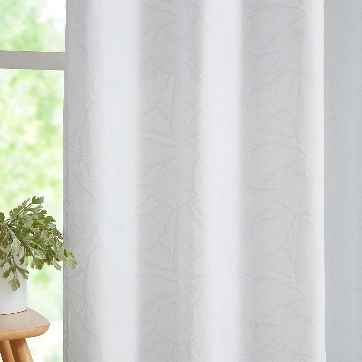 FMFUNCTEX Grey Semi-Sheer Curtains for Living Room Rich Linen Textured Rod Pocket Window Curtain Draperies for Guest Room Not See through 52”W X63”L Set of 2  Fmfunctex Leaf- Subtle Grey 52" X 96" 2Pcs 