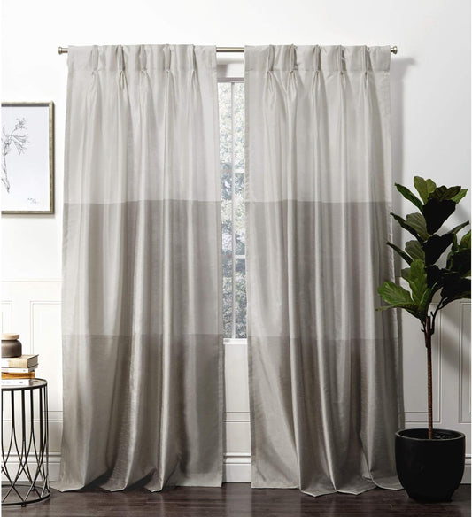 Exclusive Home Curtains Chateau Light Filtering Pinch Pleat Curtain Panels, 96" Length, Dove Grey, Set of 2  Exclusive Home Curtains   