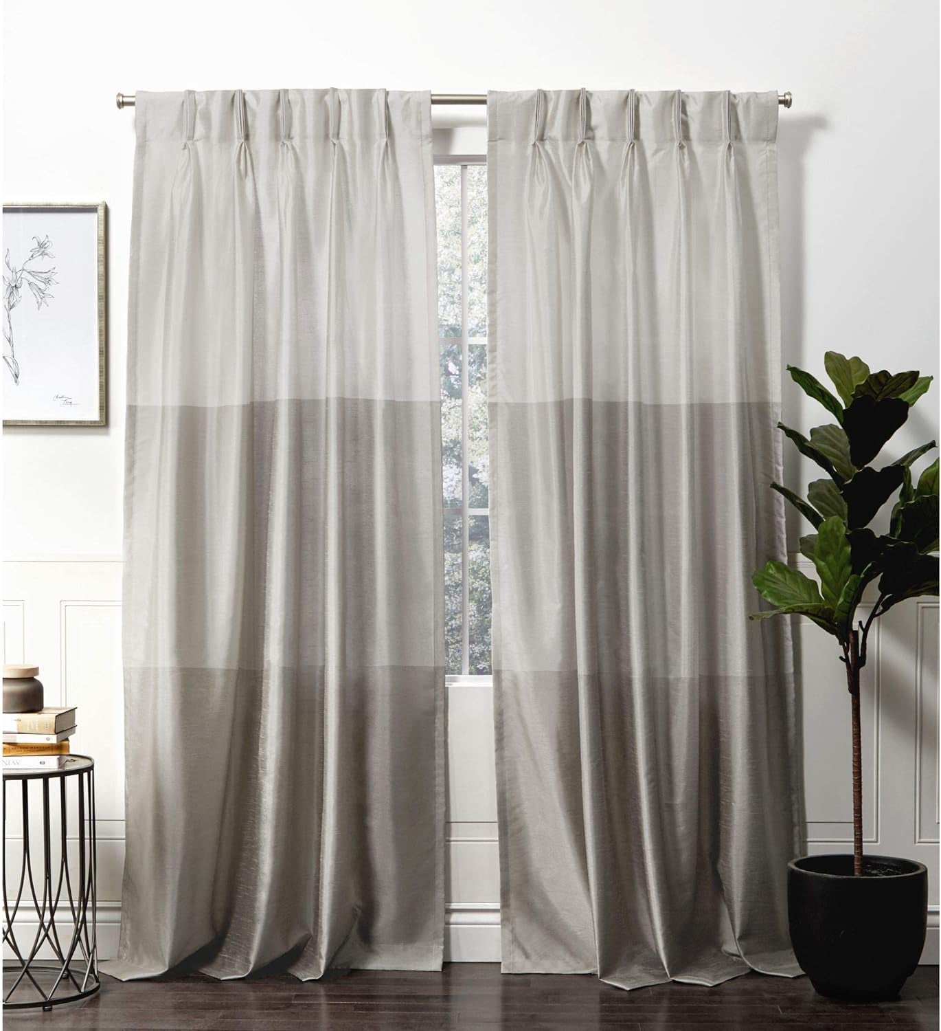 Exclusive Home Curtains Chateau Light Filtering Pinch Pleat Curtain Panels, 96" Length, Blush, Set of 2  Exclusive Home Curtains Dove Grey 27X84 