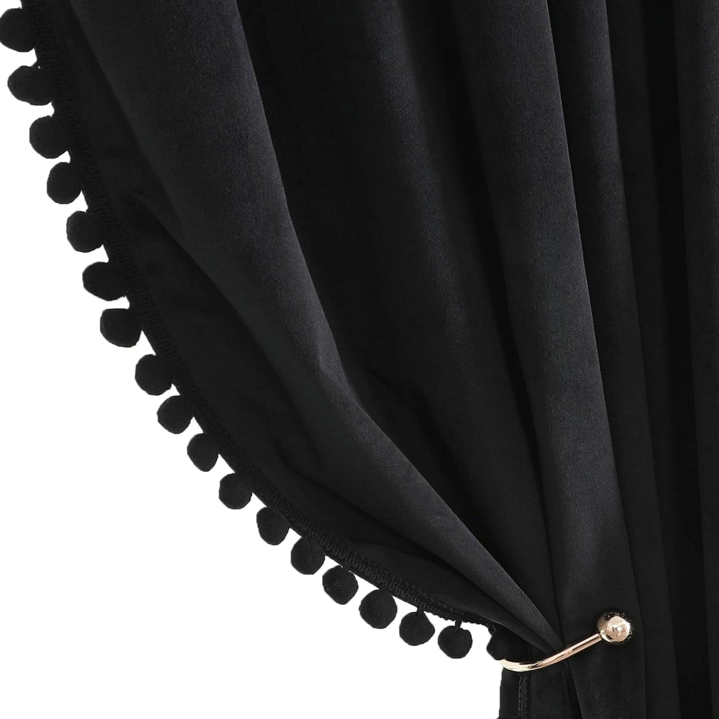 Benedeco Green Velvet Curtains for Bedroom Window, Super Soft Luxury Drapes, Room Darkening Thermal Insulated Rod Pocket Curtain for Living Room, W52 by L84 Inches, 2 Panels  Benedeco A-Black W52 * L108 | 2 Panels 