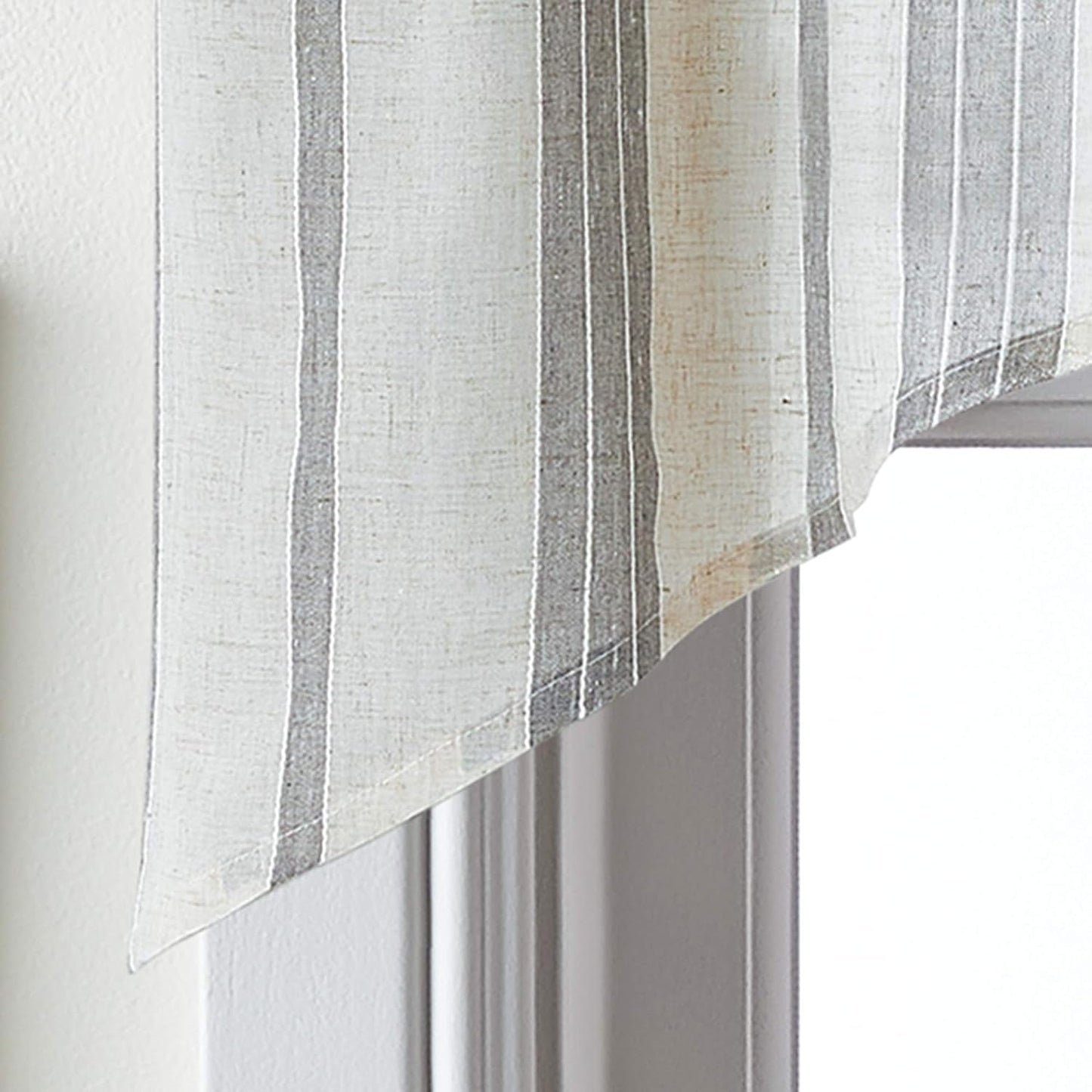 CHF Mckenzie Striped Window Kitchen Curtain Swag Pair, Rod Pocket, 27W X 30L Inch, Grey (Grey, 30-Inch Swag Pair)