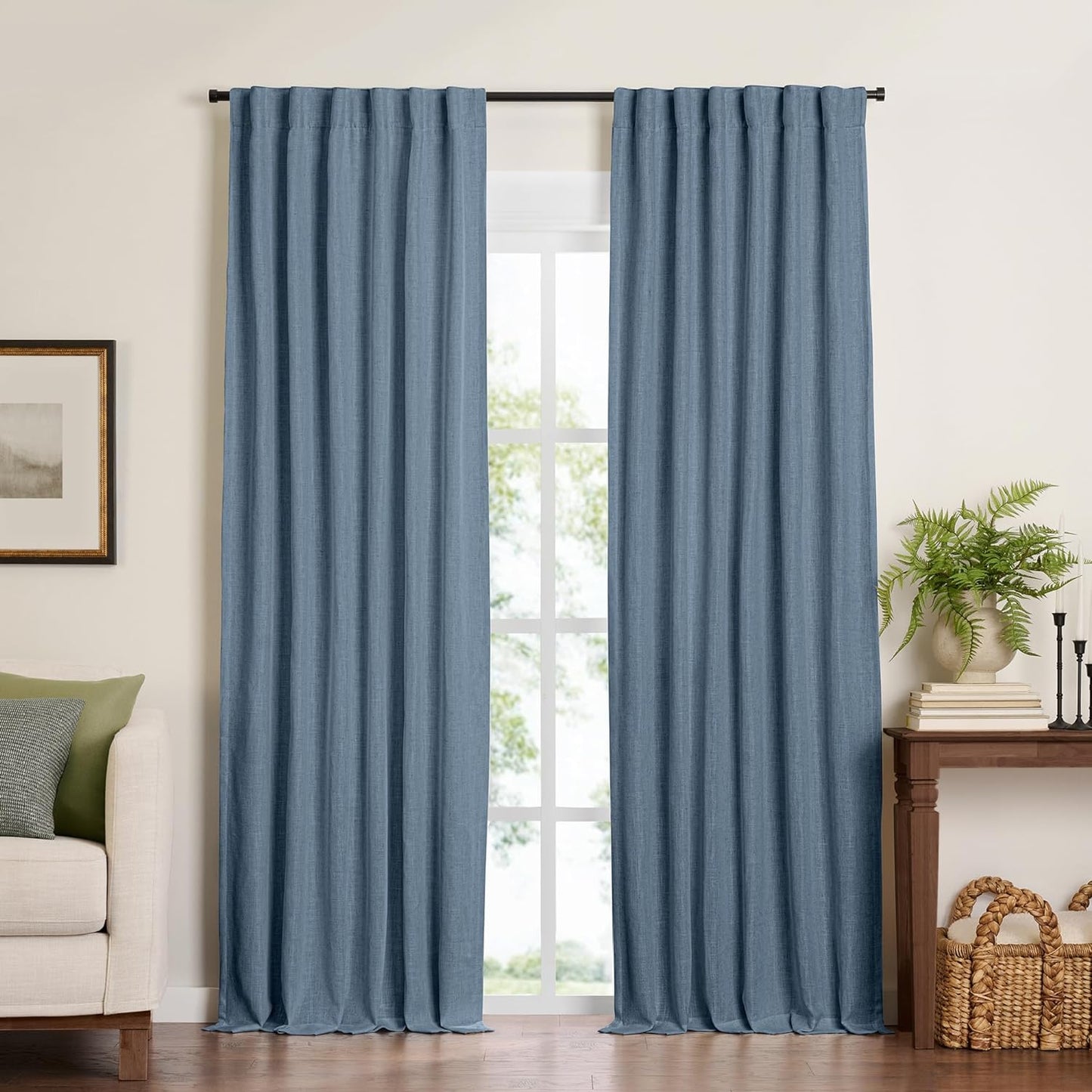 Elrene Home Fashions Harrow Solid Texture Blackout Single Window Curtain Panel, 52"X84", Natural  Elrene Home Fashions Blue 52"X108" (1 Panel) 