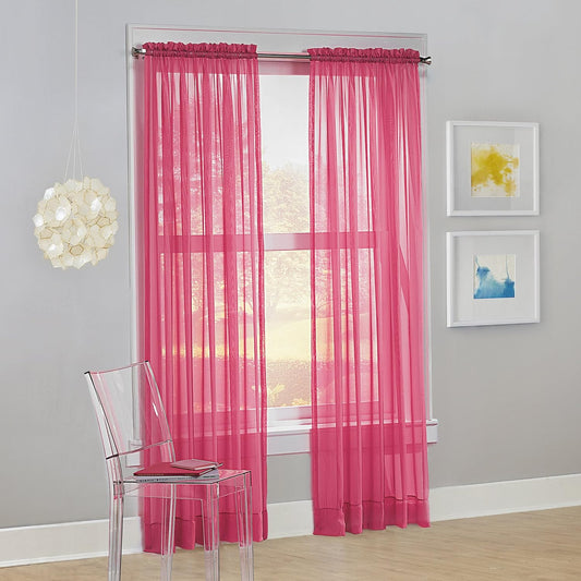 No. 918 Calypso Sheer Voile Rod Pocket Curtain Panel, 59" X 84", Pink  No. 918 Pink 59" X 84" Panel 