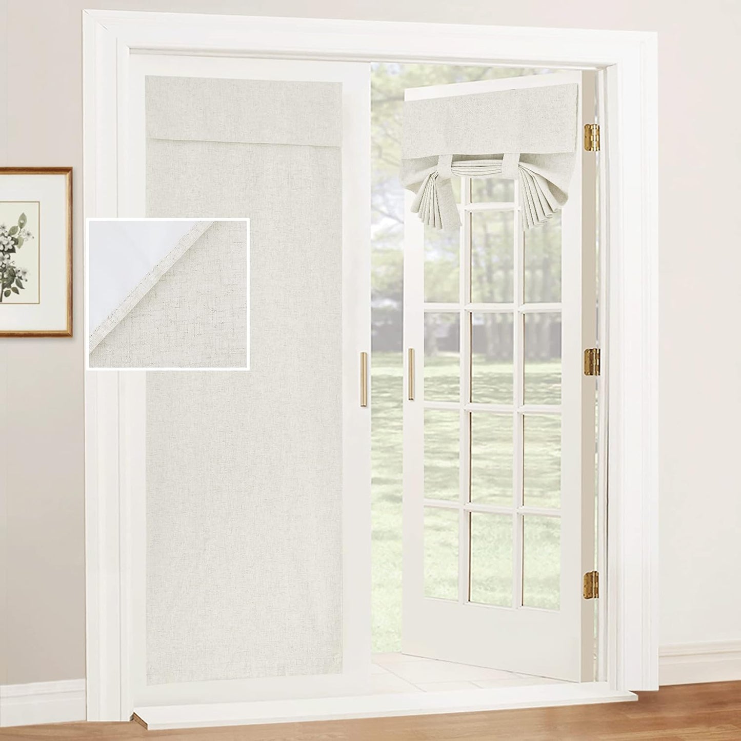 RYB HOME Blackout French Door Curtains, Room Darkening Shades Small Door Window Curtains and Drapes Thermal Insulated Tricia Door Blinds for Patio Door Doorway, W26 X L40 Inch, 1 Panel, Gray  RYB HOME Linen 26" X 69" 