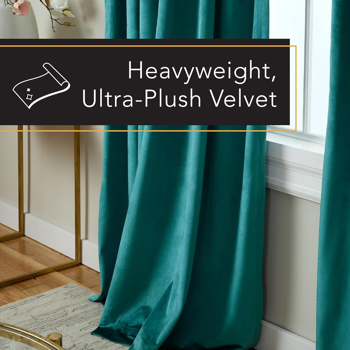 Exclusive Home Velvet Heavyweight Pinch Pleat Curtain Panel Pair, 108" Length, Teal  Exclusive Home Curtains   