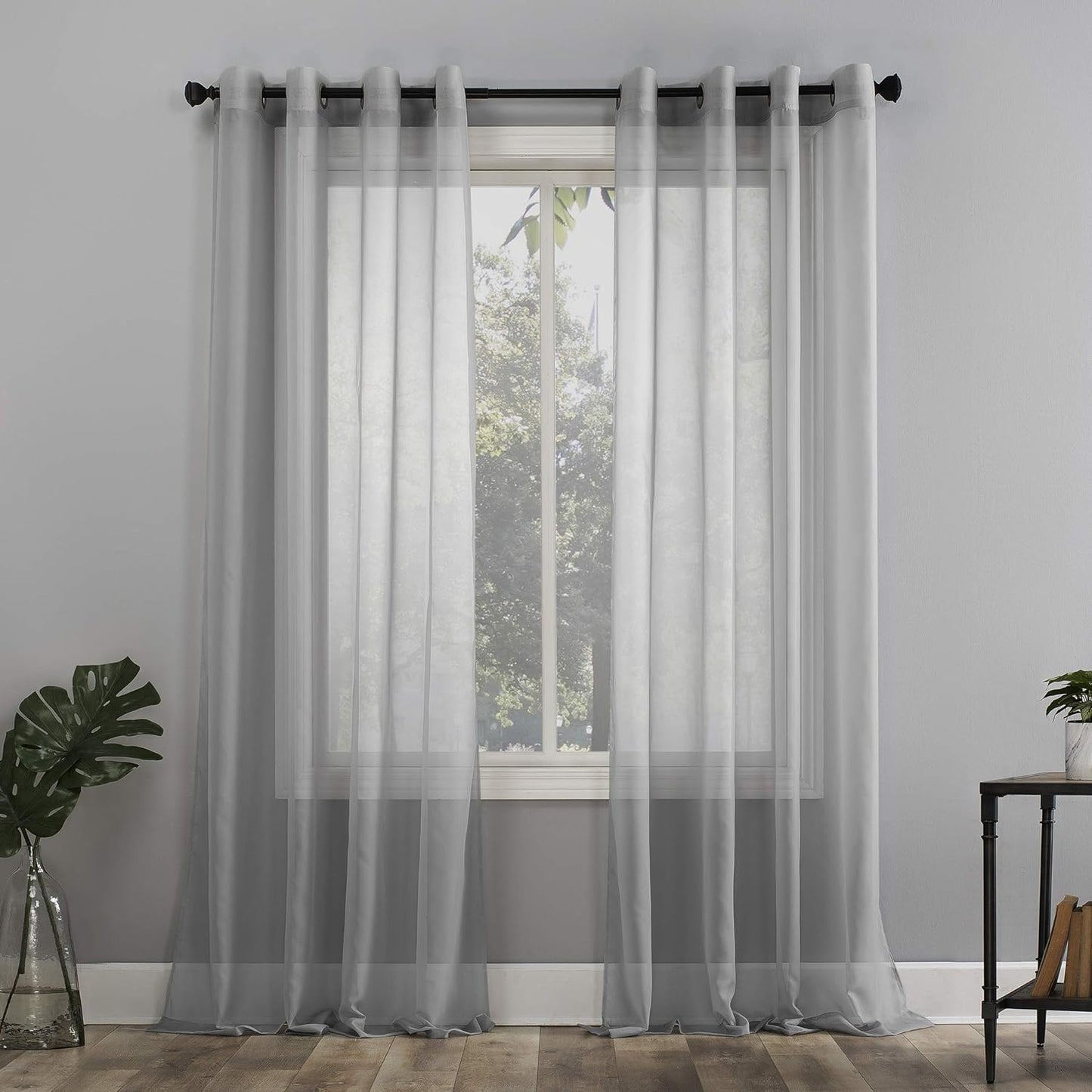 No. 918 Emily Sheer Voile Grommet Curtain Panel, 59" X 95", White  No. 918 Silver Gray Curtain Panel 59" X 95"