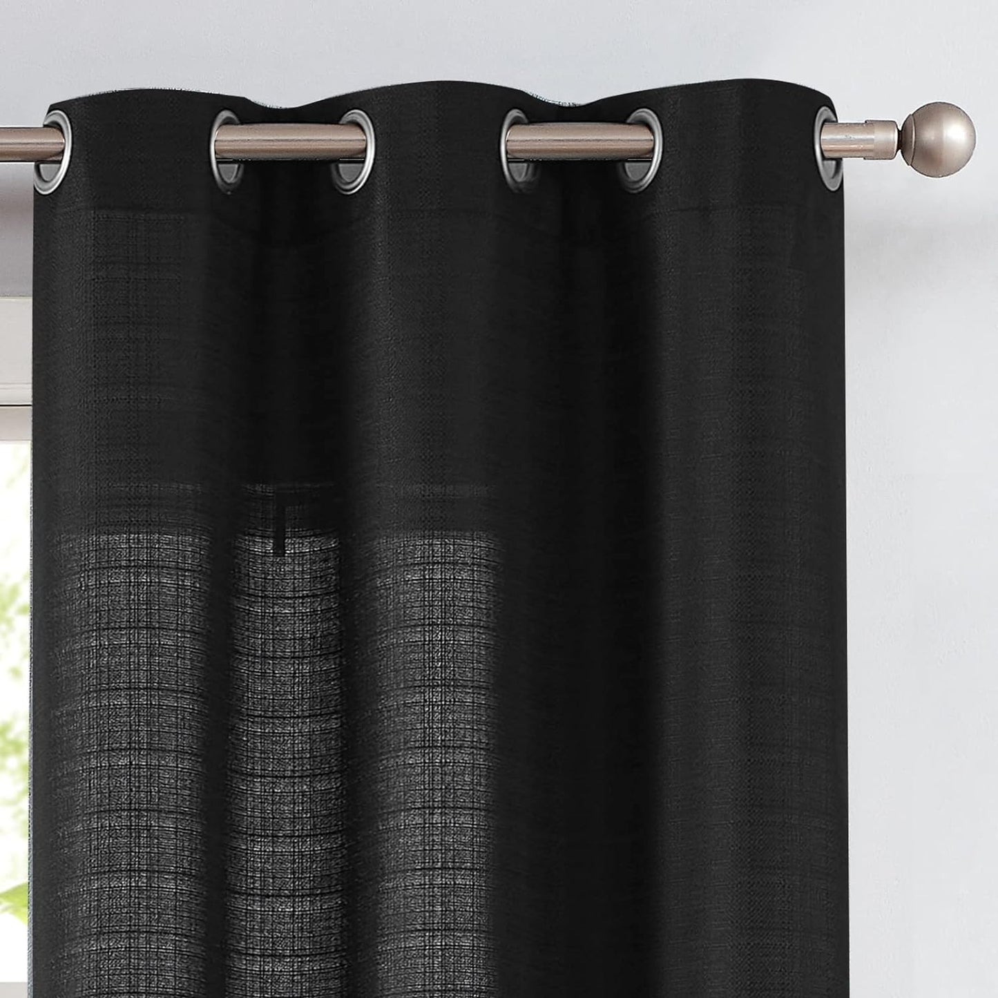 Jinchan Curtains for Bedroom Living Room 84 Inch Long Room Darkening Farmhouse Country Window Curtains Heathered Denim Blue Curtains Grommet Curtains Drapes 2 Panels  CKNY HOME FASHION Grommet Black 38"W X 84"L 