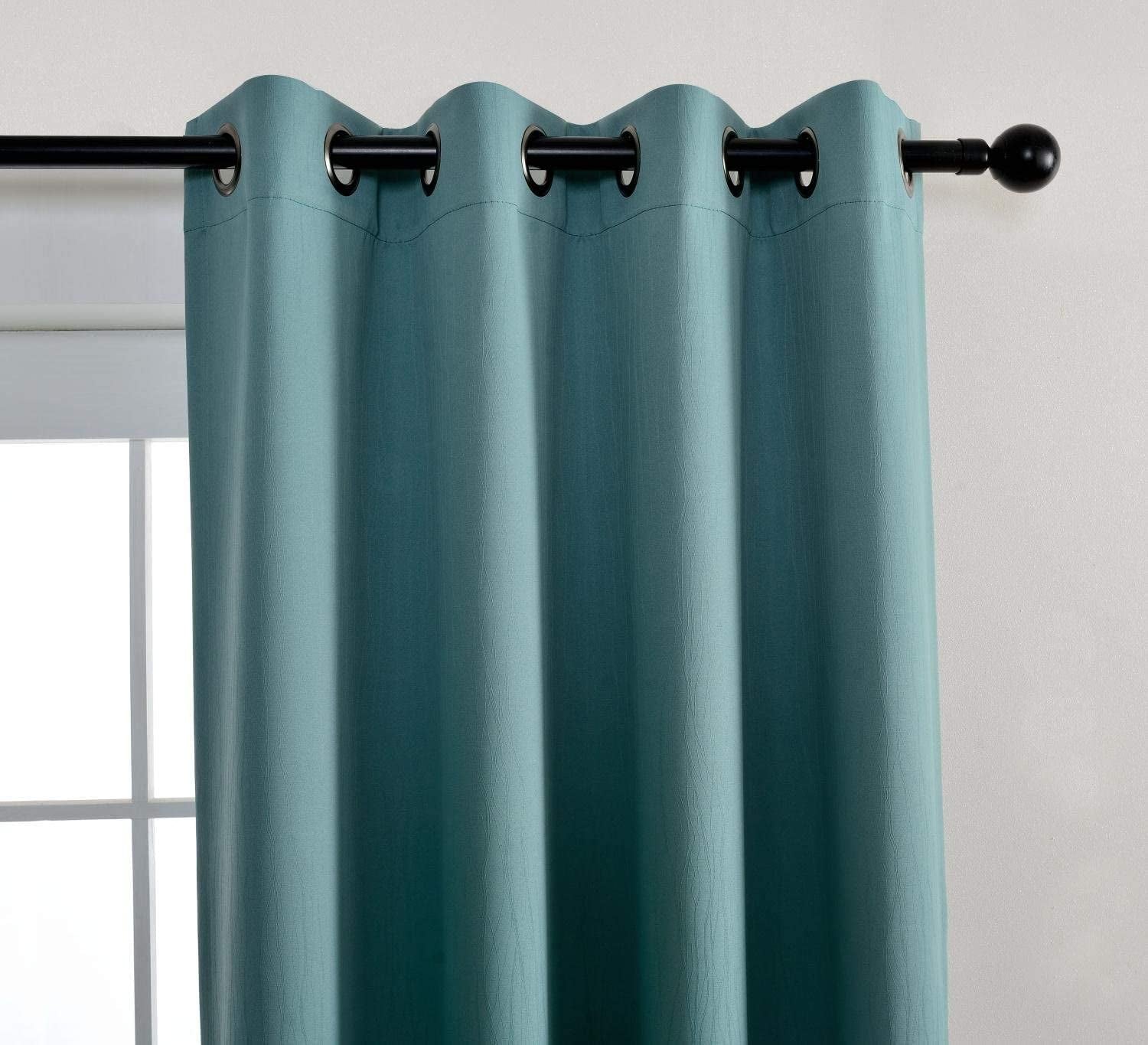 MIUCO Blackout Curtains Room Darkening Curtains Textured Grommet Curtains for Window Treatment 2 Panels 52X63 Inch Long Teal  MIUCO   