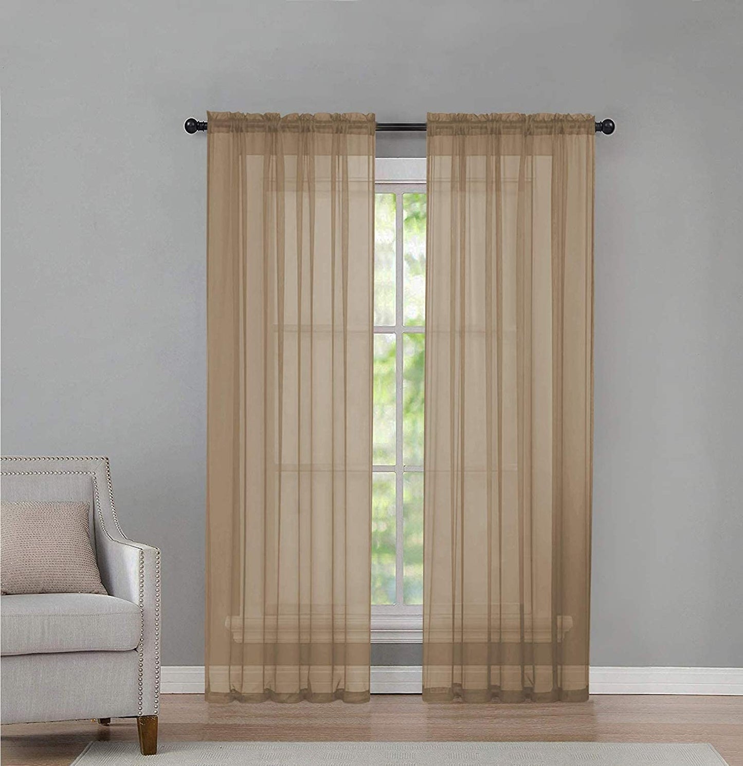 Goodgram 2 Pack: Basic Rod Pocket Sheer Voile Window Curtain Panels - Assorted Colors (White, 84 In. Long)  Goodgram Linen Contemporary 95 In. Long