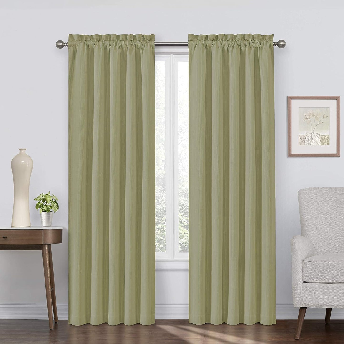 ECLIPSE Corinne Modern Blackout Thermal Rod Pocket Window Curtain for Bedroom or Living Room (1 Panel), 42" X 63", Grey  Keeco LLC Olive 42 In X 63 In 